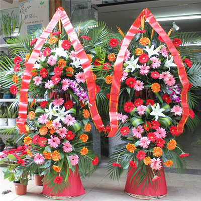 双层开业花篮/一对花篮--骏业日新花篮