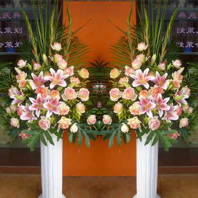 罗马柱开业花篮/一对花篮--名震四方花篮