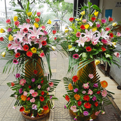 双层开业花篮/一对花篮--骏业日新花篮