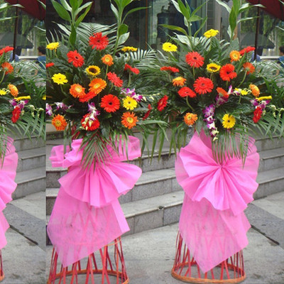 单层开业花篮/一对花篮--裕业有孚花篮